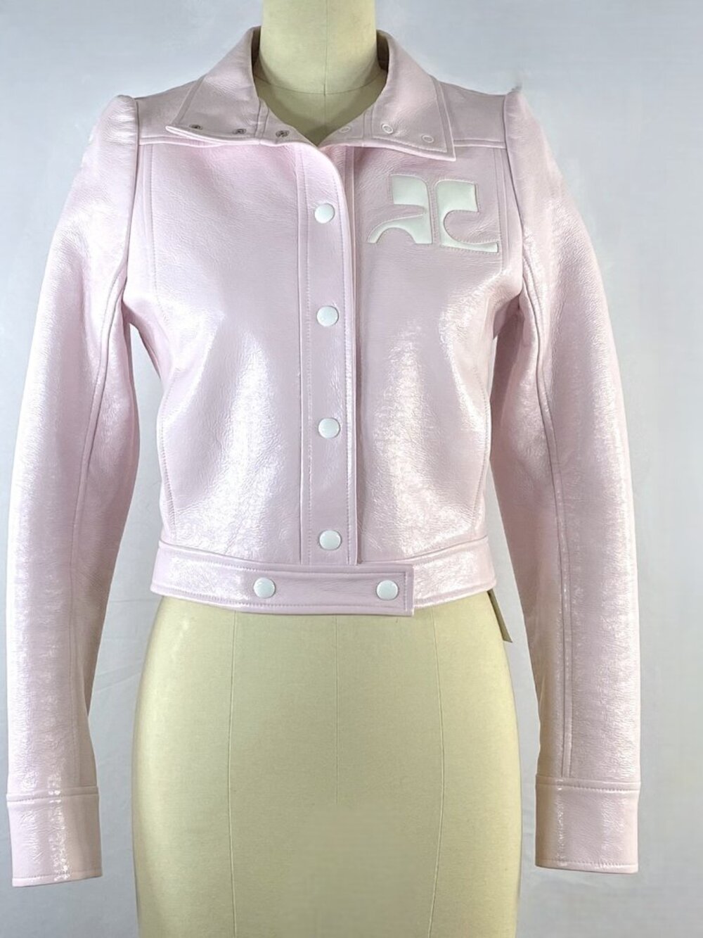 Pale Pink Courreges Vinyl Jacket - Size 36